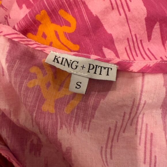King and Pitt Pink Ikat Cotton Mini Dress - Picture 4 of 4